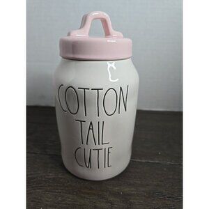 NWT Rae Dunn Cotton Tail Cutie Easter Spring Canister Pink Lid 2021 Magenta